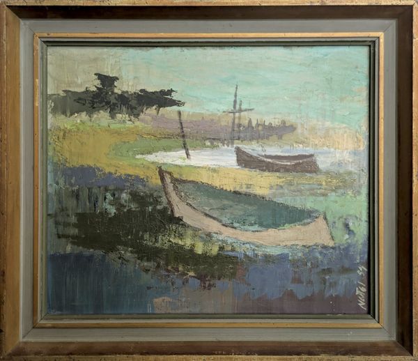 20th Century Swedish School 'Boats on a shore, 1954'