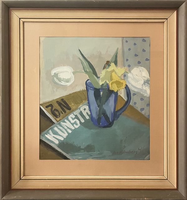 20th Century Swedish School  ‘Daffodil in a blue glass’