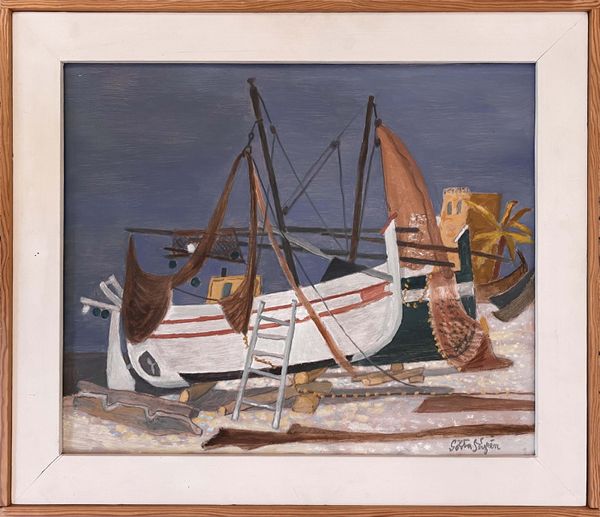 20th Century Swedish School 'Fishing Boats on a Mediterranean Beach'