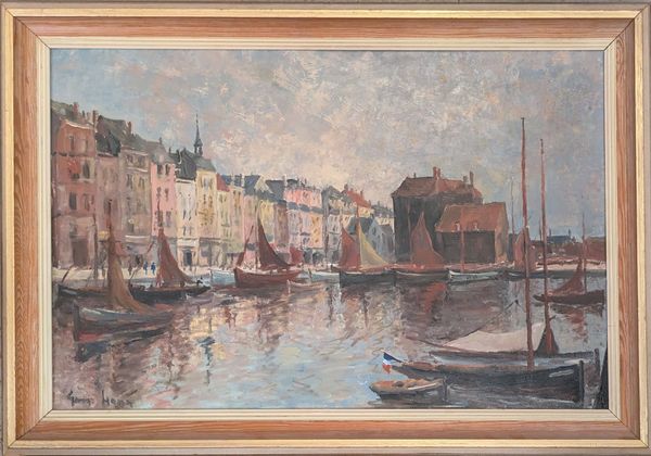 George Hann (1900-1979) 'Quayside, Honfleur'