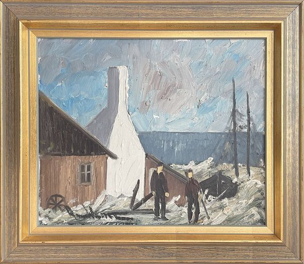 20th Century Swedish School ‘Fishermen by Drying Nets’
