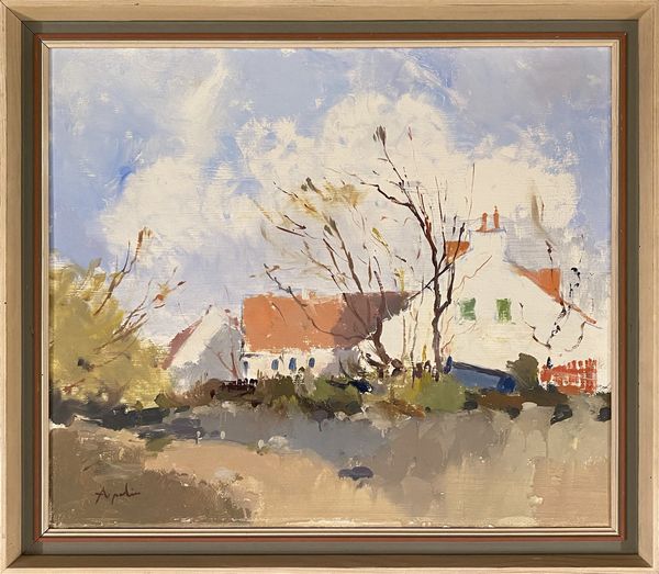 Arne Aspelin (1911-1990), Mid-century Modern Swedish Artist,  ‘Country Cottage’