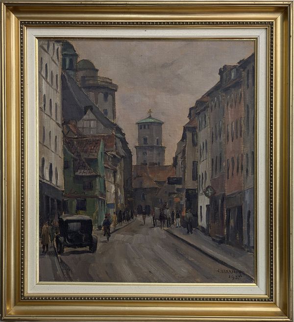 20th Century Swedish School 'A Busy Continental Street'