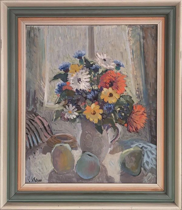 20th century Swedish school 'Floral Still Life by a Window'