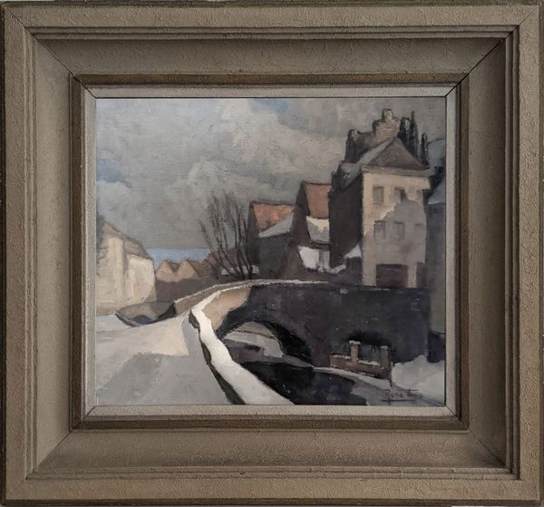 20th Century Swedish School 'Town under snow'