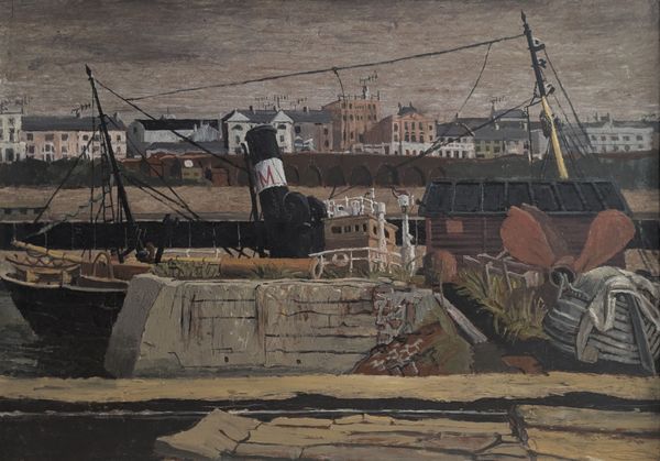 Modern British School  ‘Thames quayside, c 1950s’ - Photo 2
