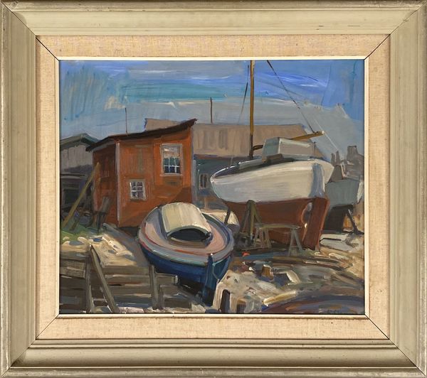 20th Century Swedish School ‘Boats in a dry dock’