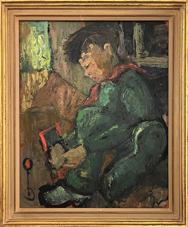 20th century Swedish school  ‘Boy Scout tying his Shoe’