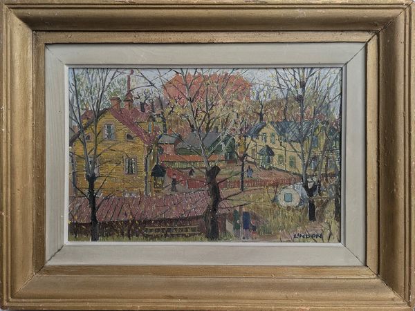 Kurt Lindon (1910-86)	 'Village through Autumn Trees'