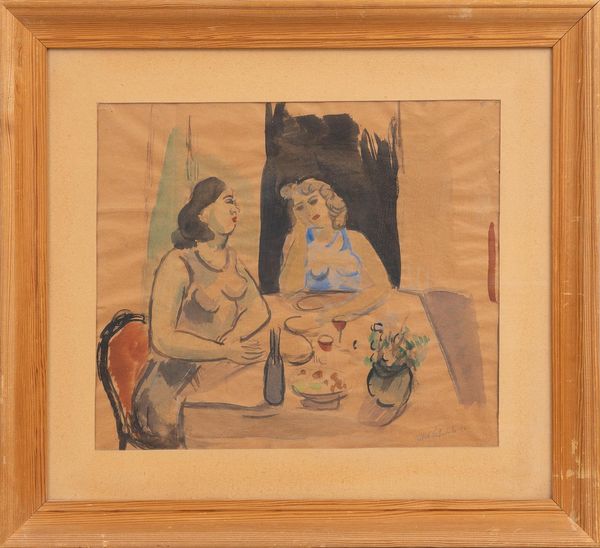 20th Century Swedish School 'Two ladies at lunch'