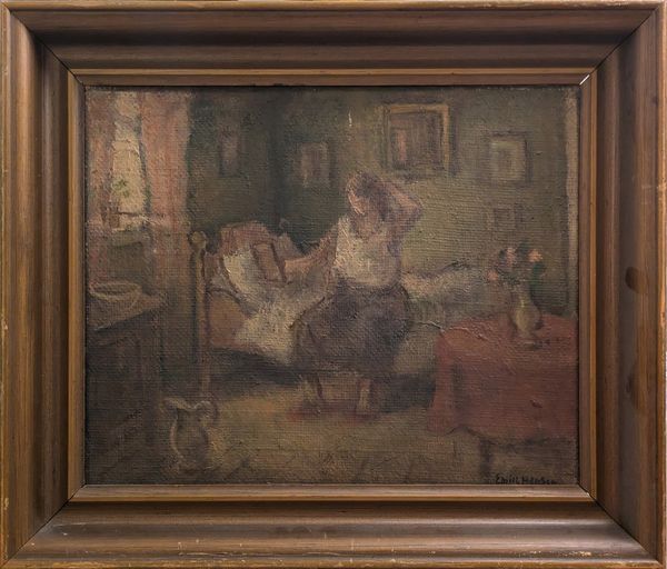 20th Century Swedish School 'Young woman in a bedroom'