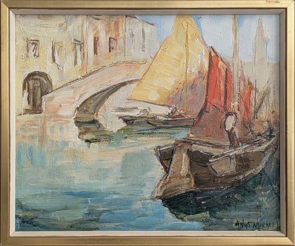 20th Century Swedish School 'A Busy Canal, Venice'