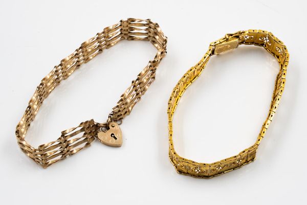 TWO GOLD BRACELETS (2)