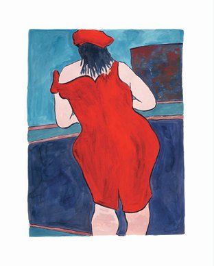 WOMAN IN RED LION PUB