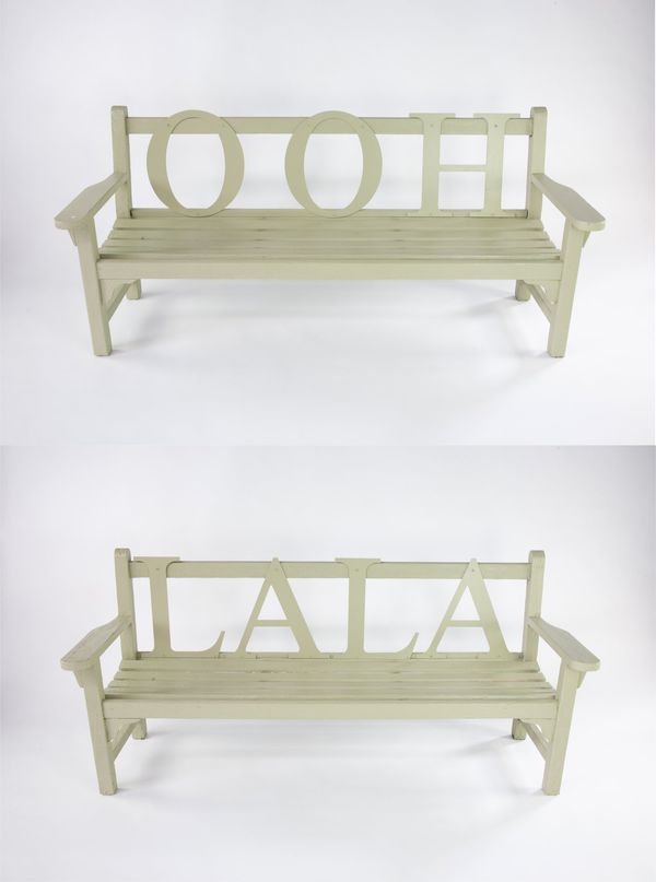 A pair of oak 'Ooh la la' seats