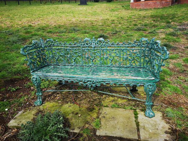 A rare Coalbrookdale Convolvulus pattern cast iron seat