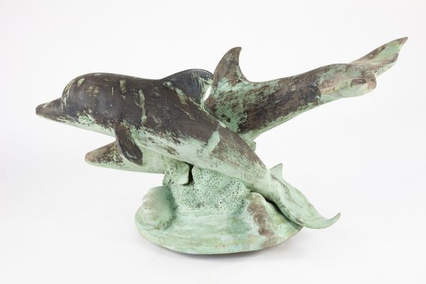 A bronze group of dolphins