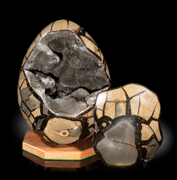A large Septarian egg on stand