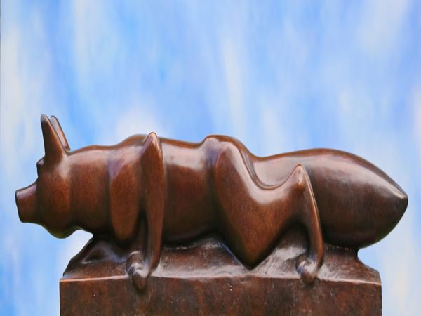 Donald Potter, 1902-2014 Stalking Fox Bronze Signed and numbered 3/9 22cm high by 105cm wide by 15 cm deep