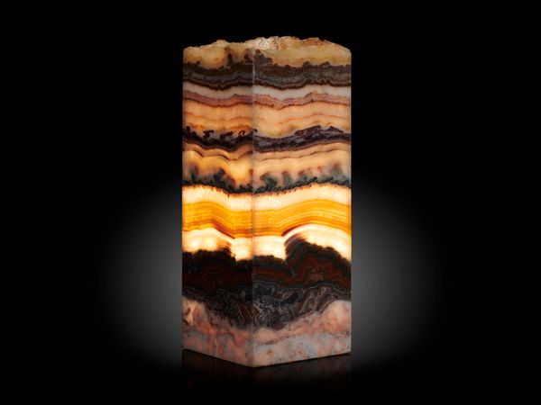 A banded onyx lamp shade (with irregular top) Mexico  52cm