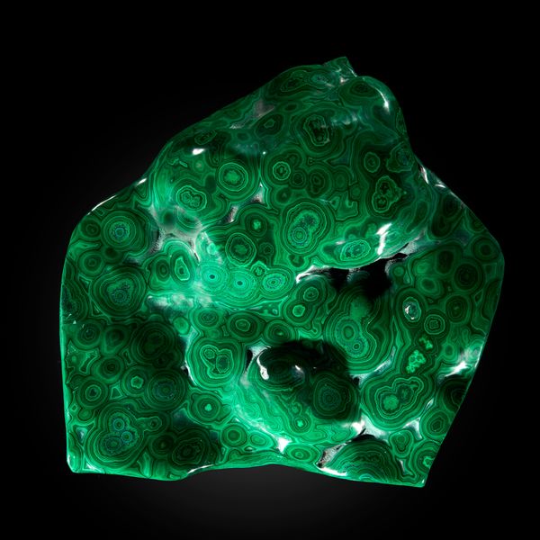 An exceptionally large polished malachite Zaire 49cm by 46cm