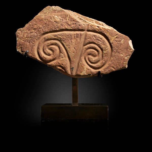 A carved petroglyph Morocco, Neolithic on bronze stand 23cm high overall