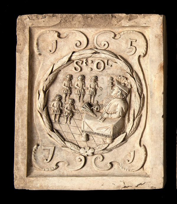 A similar Coade stone boundary marker plaque circa 1780/90 the underside stamped COADE‘S Lithodipyra LONDON 30cm high by 25cm wide Provenance: St...