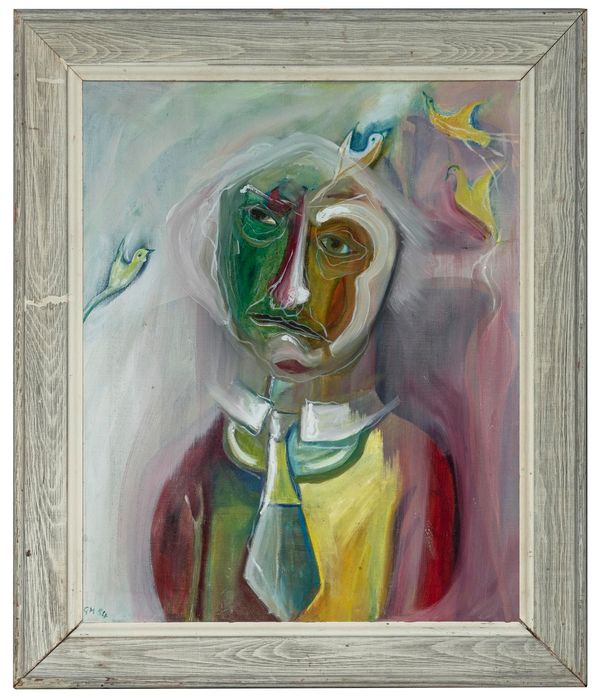 Gerald Moore Birdman Oil on canvas Signed with initials and dated ‘84 60cm by 48cm Part of the Late Dr Gerald Moore Collection of Paintings and...