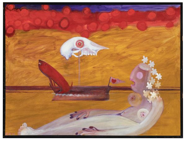 Gerald Moore Reclining Figure with Boat and Shark Initialled and dated ‘01 Oil on board 90cm high by 120cm wide Part of the Late Dr Gerald Moore...