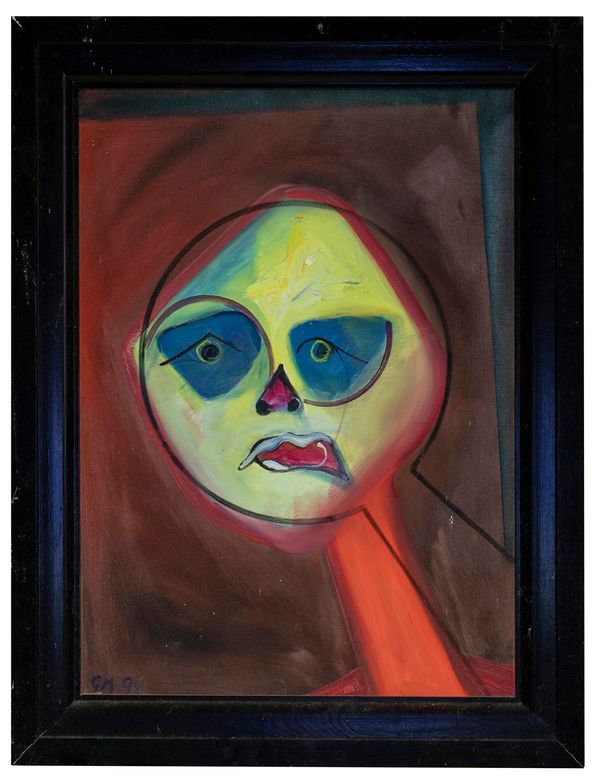 Gerald Moore Balloon Face Initialled and dated ‘95 Oil on canvas 60cm by 44cm Part of the Late Dr Gerald Moore Collection of Paintings and Sculpture