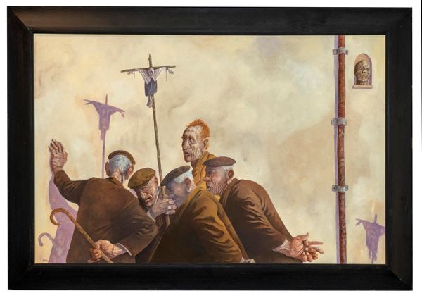 David Shanahan The Procession Conspiracy Oil on board Signed Shan 78cm by 120cm Part of the Late Dr Gerald Moore Collection of Paintings and...