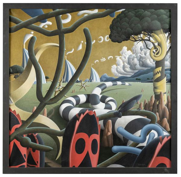 Rupert Gatfield (British, born 1959) Surreal Landscape Signed R Gatfield Oil on canvas 130cm by 130cm This picture along with lots 171 and 172 were...