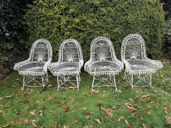 A rare set of four wirework seats early 20th century