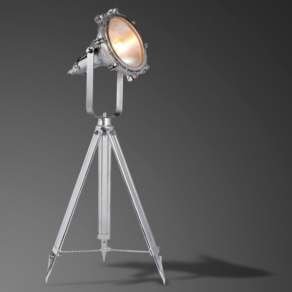 A G.E.C. Industrial Flame Proof Tripod Light 1940s an example of classic British lighting design, the lights are made up of a substantial three-part...