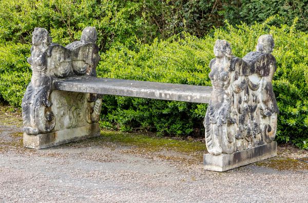 An Italian carved white marble double sided bench circa 1900 176cm wide From a Private Collection in Ireland, see lot 35 for further information