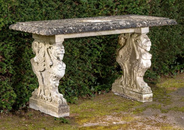 A carved white marble Renaissance style table Italian, circa 1900 old damages 166cm wide From a Private Collection in Ireland, see lot 35 for...