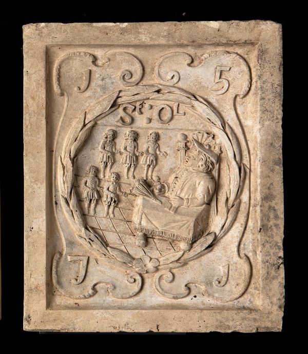 A similar boundary marker plaque lacking Coade stamp 30cm high by 25cm wide Provenance: St Olave‘s school, Tooley Street, London