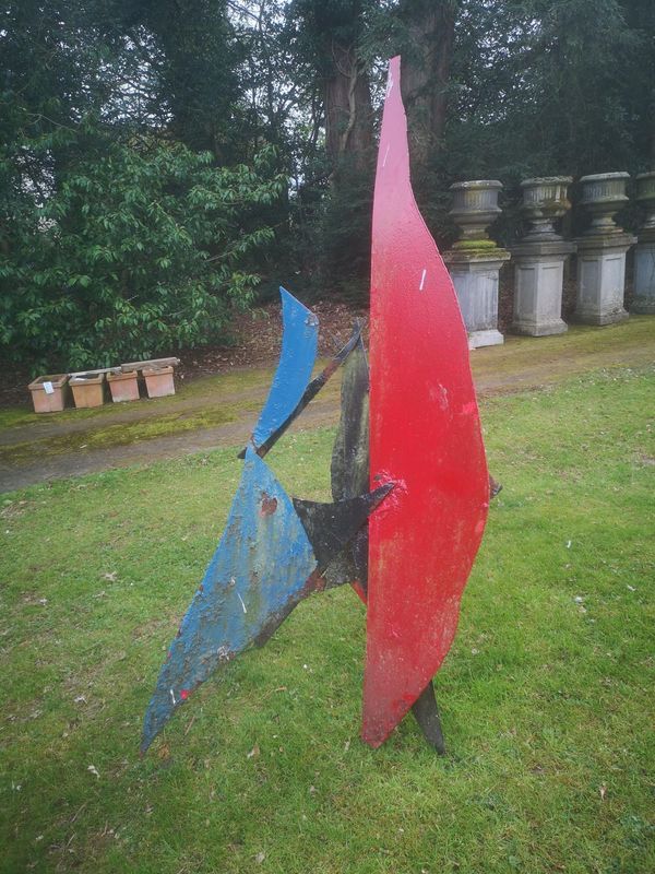 Gerald Moore Calder style abstract Painted sheet metal 195cm high Part of the Late Dr Gerald Moore Collection of Paintings and Sculpture