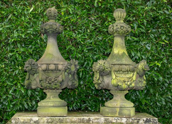 A pair of Victorian carved sandstone finials circa 1870 134cm high