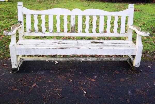 A rare J. P White painted wood seat early 20th century 213cm wide