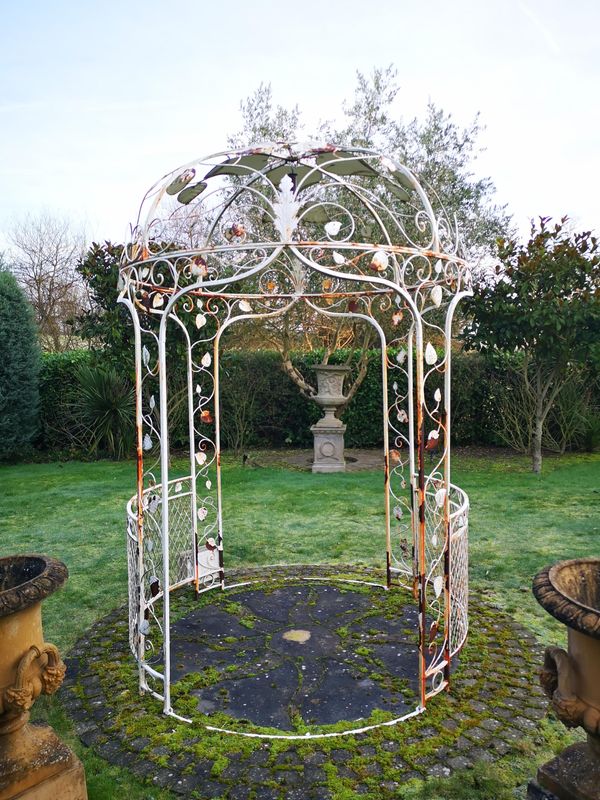 WITHDRAWN A wrought iron gazebo 2nd half 20th century 290cm high by 204cm diameter Provenance: From a private garden in Totteridge, North London