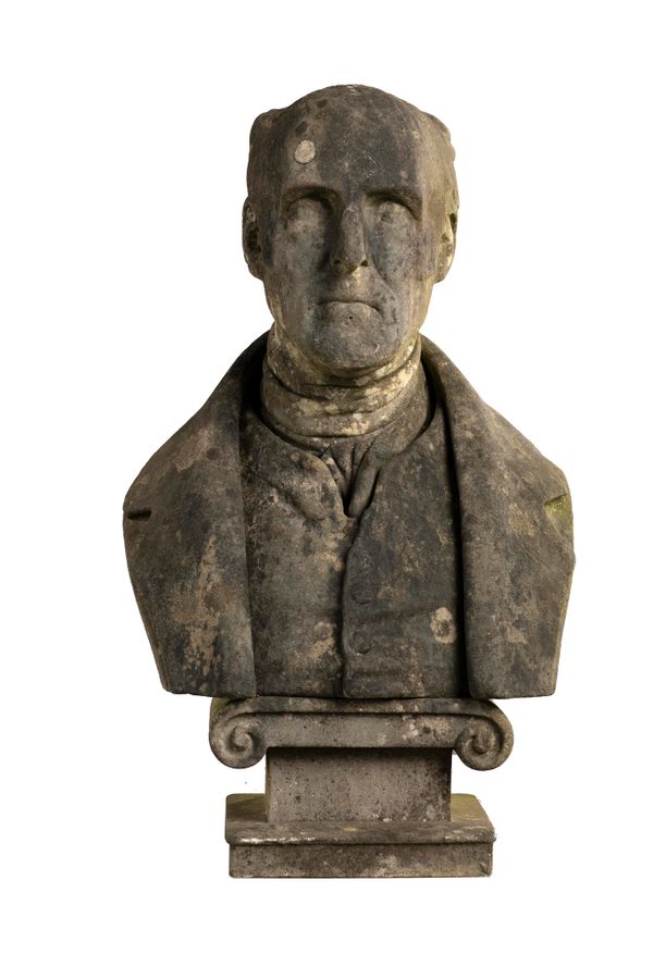 Attributed to Edward Physick: A carved white marble bust of Arthur Wellesley, the 1st Duke of Wellington 74cm high by 29cm wide Provenance: Removed...