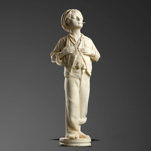 A white marble figure of an urchin Italian, circa 1900 indistinctly signed Achille de  115cm high