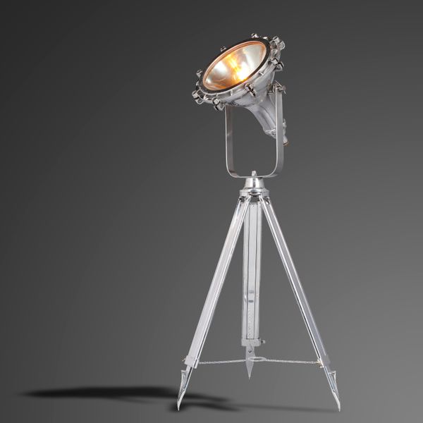 A G.E.C. Industrial Flame Proof Tripod Light 1940s an example of classic British lighting design, the lights are made up of a substantial three-part...