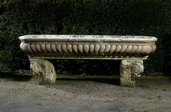 A rare and large carved Istrian marble cistern North Italian, 16th/17th century on associated ionic order pilaster capital supports 84cm high by...