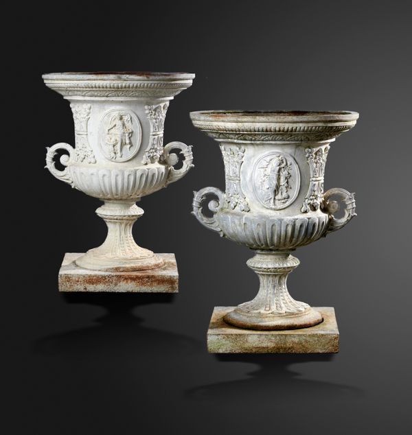 A pair of rare cast iron urns 2nd half 19th century 83cm high