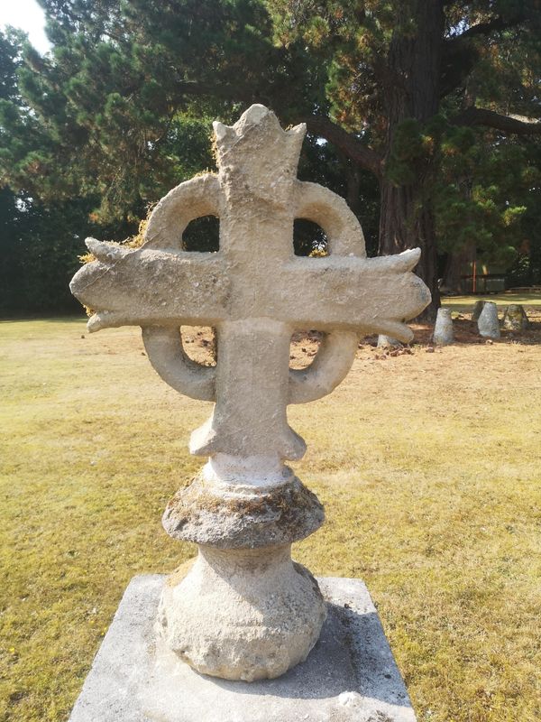 A carved Cotswold stone ecclesiastical cross circa 1860 80cm