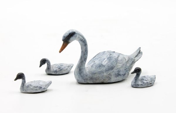 Steve Boss Swan Family Bronze Edition 19 of 250 5cm high by 11cm wide by 5cm deep