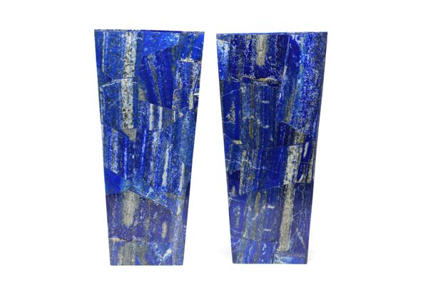 Two lapis lazuli vases 30cm high by 14cm wide