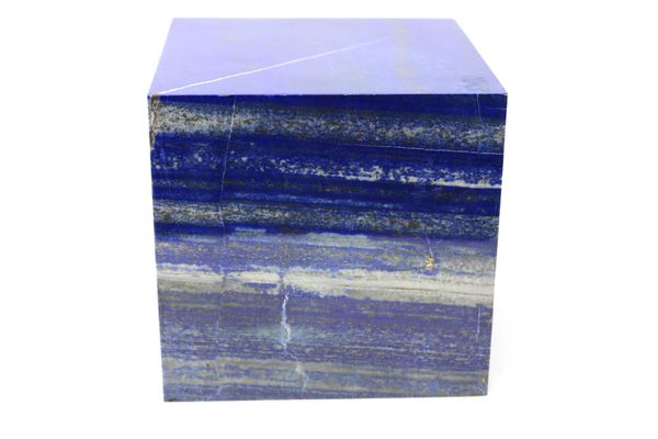 A lapis lazuli cube 15cm high by 15cm wide, 9.9kg